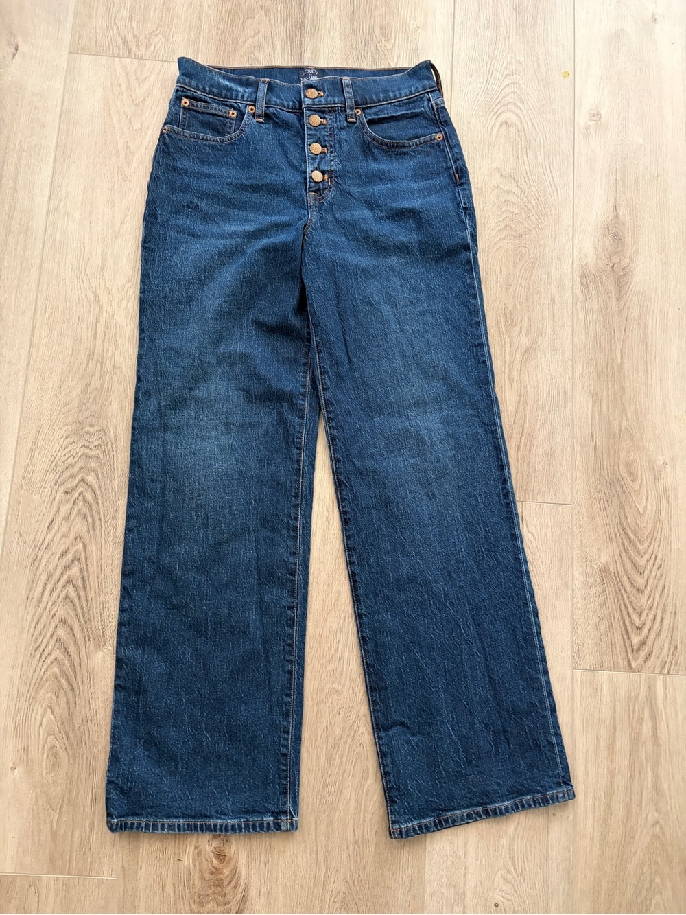 J. Crew Full Length Wide-Leg Jeans - Dark Blue Denim